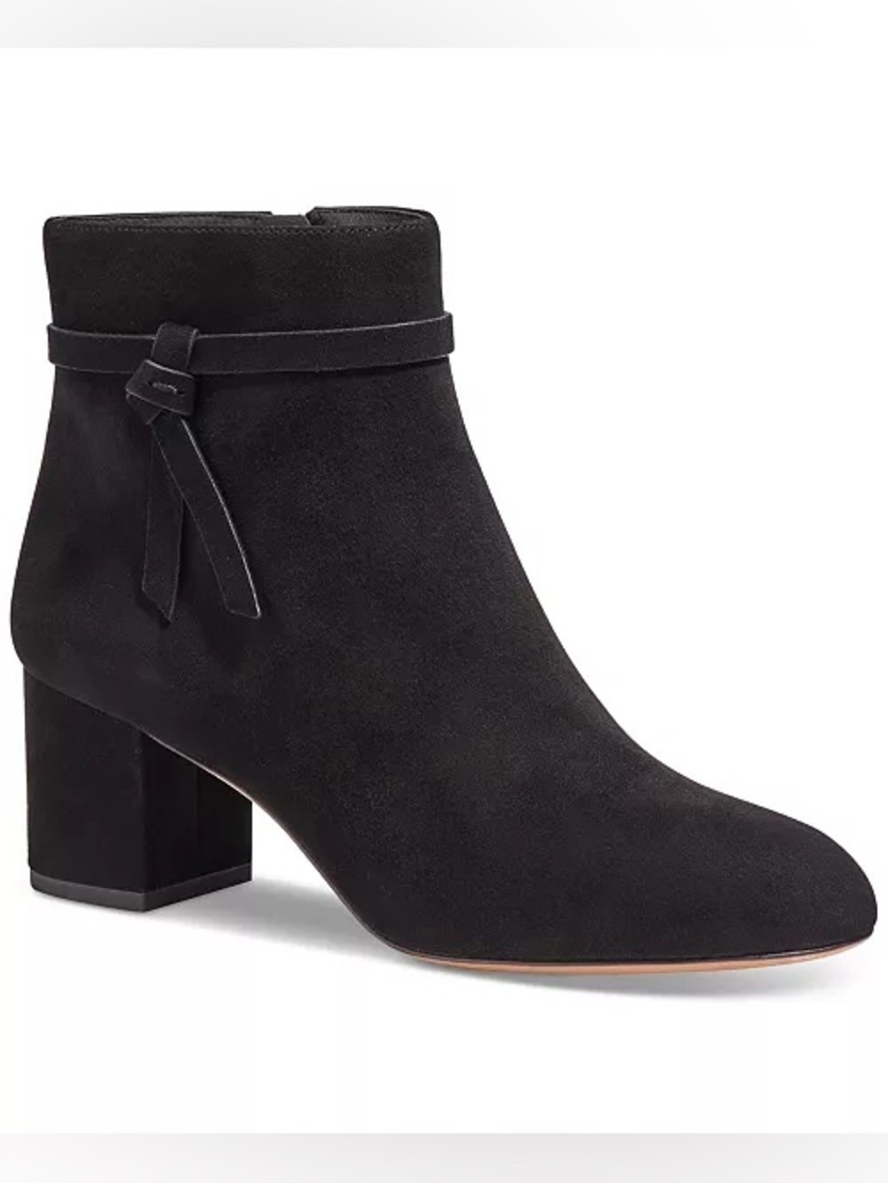 kate spade Black Suede Knot-Accent Ankle Booties